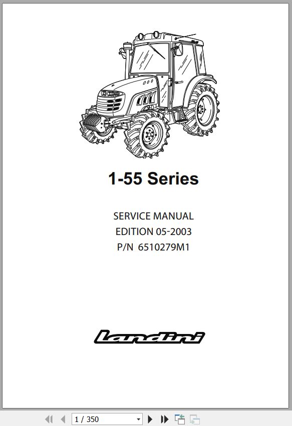 Landini Tractor 1 55 Series Service Manual 6510279M1 EN 1