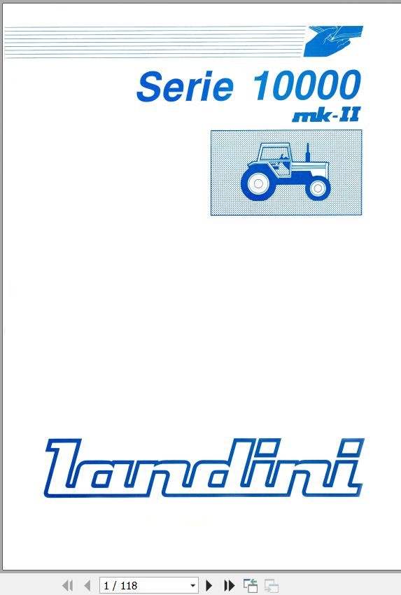 Landini Tractor 10000S 13000 14500 mk II Service Manual 3532183M93 IT 1
