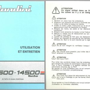 Landini Tractor 12500 14500 Operators Maintenance Manual 3300710M2 FR 1