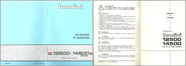 Landini Tractor 12500 14500 Operators Maintenance Manual 3300710M2 FR 1