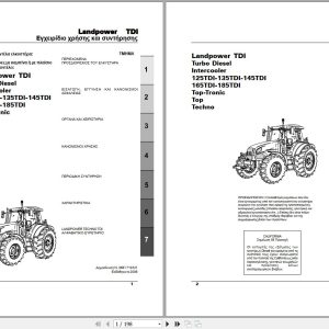 Landini Tractor 125TDI to 185TDI Operators Maintenance Manual 3681719M1 EL 1
