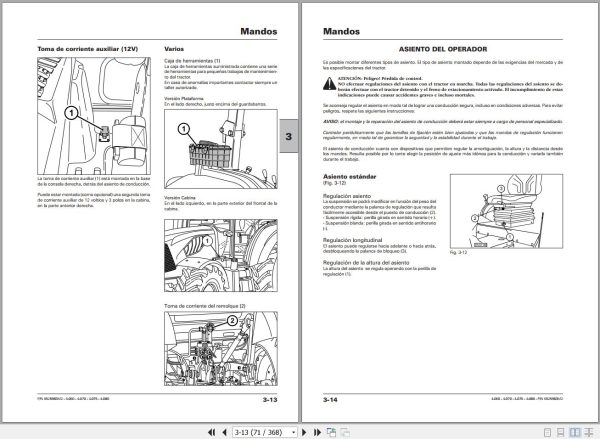 Landini Tractor 4 060 4 070 4 075 4 080 Operators Maintenance Manual 6525983M2 ES 2