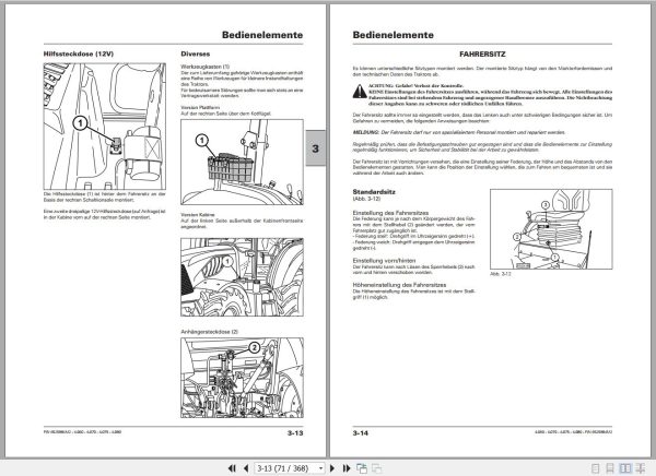 Landini Tractor 4 060 4 070 4 075 4 080 Operators Maintenance Manual 6525984M2 DE 2