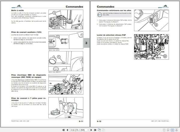 Landini Tractor 4 060 4 070 4 080 Operators Maintenance Manual 6670716A2 FR 2
