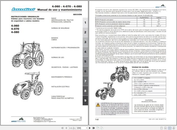 Landini Tractor 4 060 4 070 4 080 Operators Maintenance Manual 6670717A2 ES 1