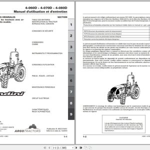 Landini Tractor 4 060D 4 070D 4 080D Operators Maintenance Manual 6622014A1 FR 1