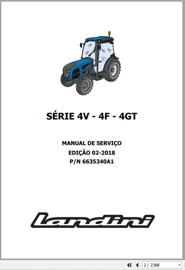 Landini Tractor 4 070 to 4 120 Service Manual 6635340A1 PT 1