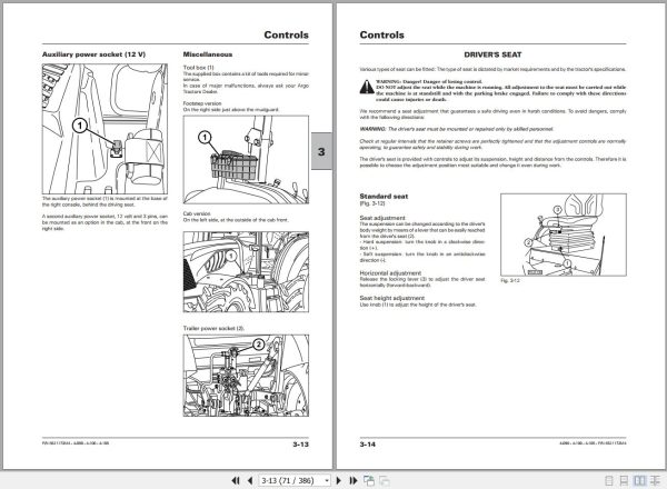Landini Tractor 4 090 4 100 4 105 Operators Maintenance Manual 6521173M4 EN 2