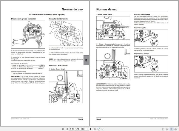 Landini Tractor 4 090 to 4 105 Tier 4 Operators Maintenance Manual 6521175M4 ES 2