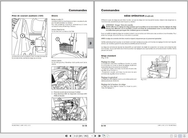 Landini Tractor 4 095 4 100 4 110 Operators Maintenance Manual 6627328A2 FR 2