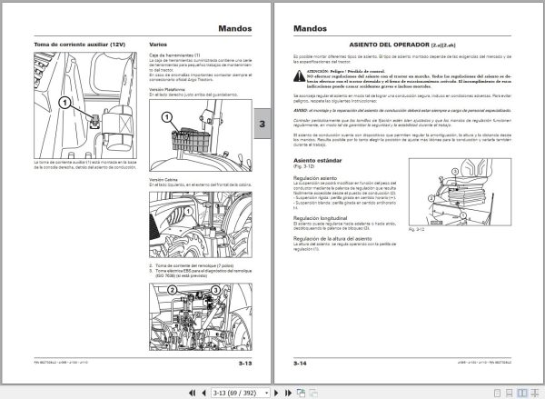 Landini Tractor 4 095 4 100 4 110 Operators Maintenance Manual 6627329A2 ES 2