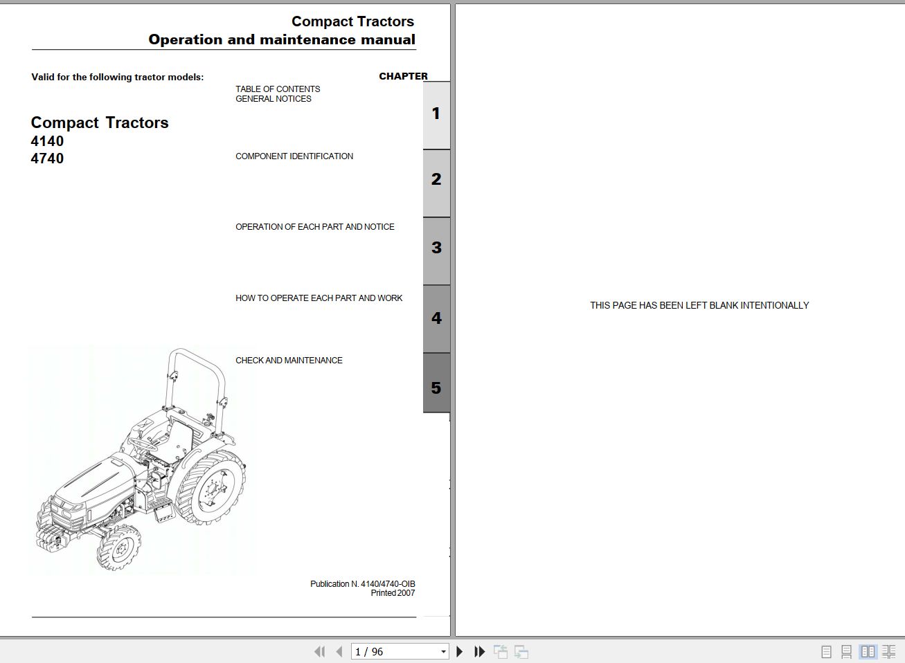 Landini Tractor 4140 4740 Operators Maintenance Manual OM 4140 4740 EN 1