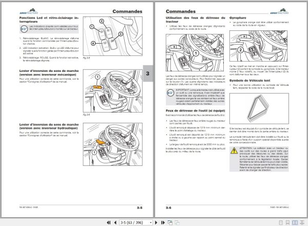 Landini Tractor 5 085 Operators Maintenance Manual 6674380A2 FR 2