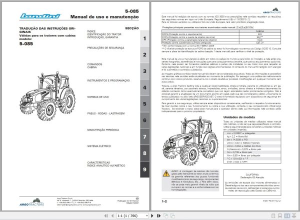 Landini Tractor 5 085 Operators Maintenance Manual 6717041A1 PT 1