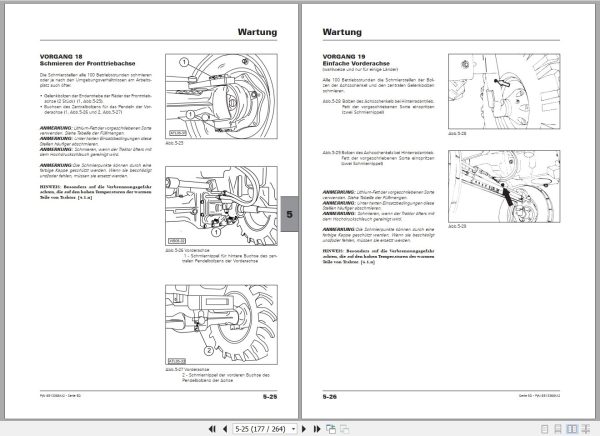 Landini Tractor 5 090D to 5 110D Operators Maintenance Manual 6513368M2 DE 2