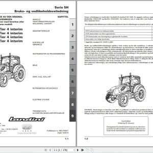 Landini Tractor 5 090H 5 100H 5 110H 5 115H Tier4 Operators Maintenance Manual 6602795A1 NO 1