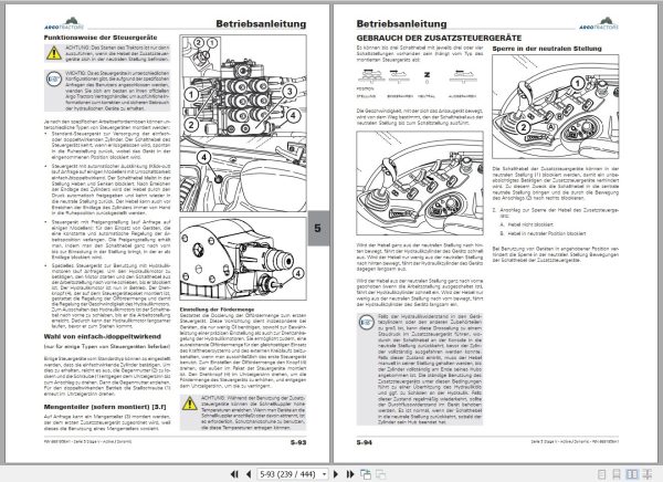 Landini Tractor 5 100 to 5 110HC Operators Maintenance Manual 6691956A1 DE 2
