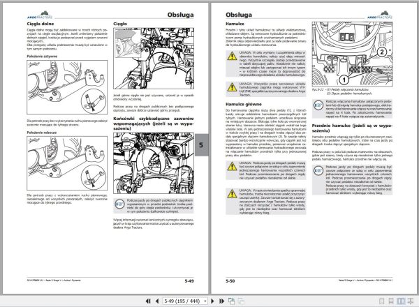 Landini Tractor 5 100 to 5 110HC Operators Maintenance Manual 6708061A1 PL 2