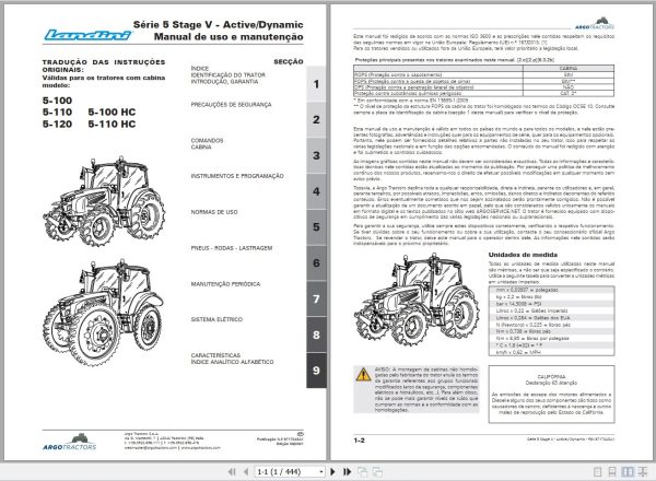Landini Tractor 5 100 to 5 110HC Operators Maintenance Manual 6717043A1 PT 1