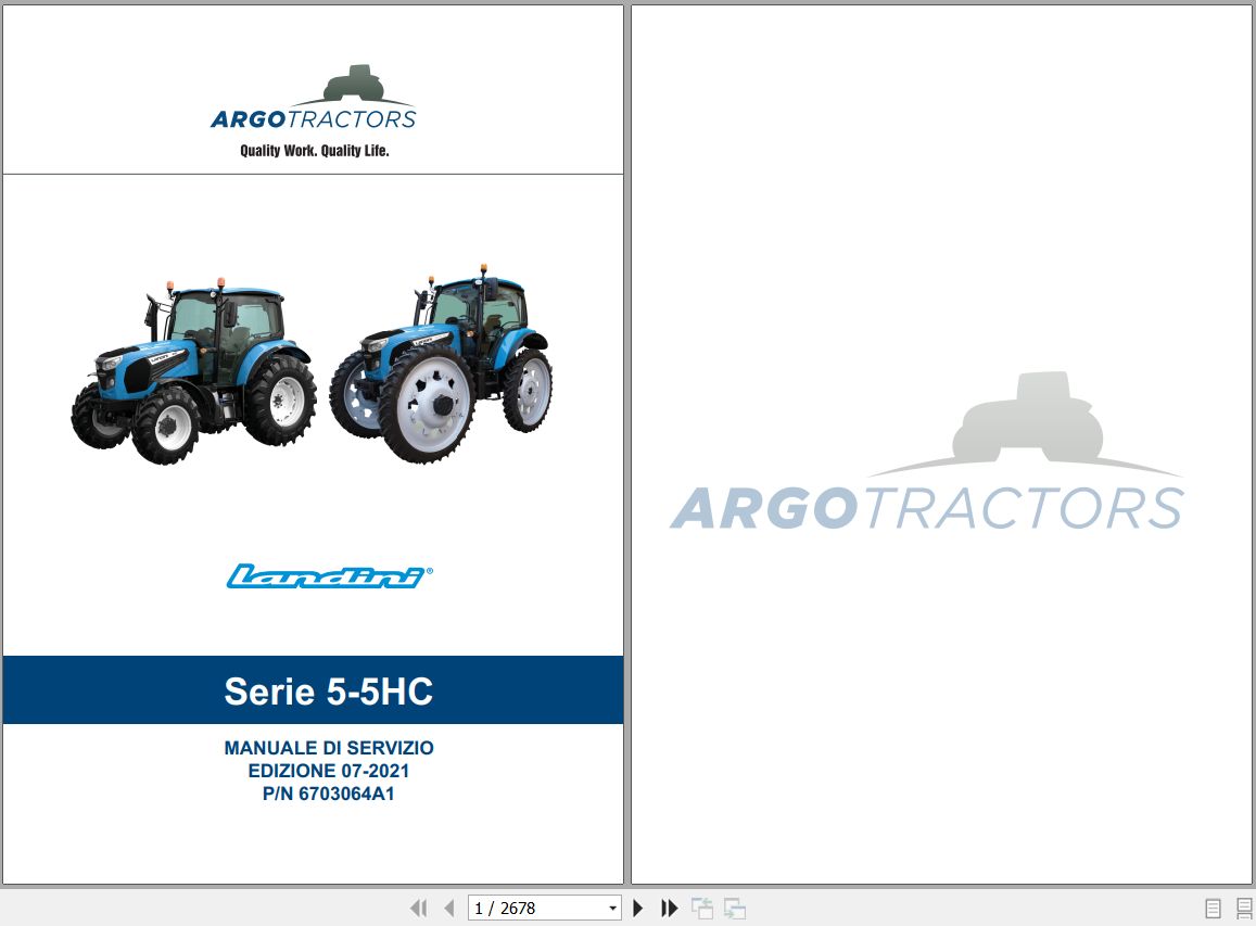 Landini Tractor 5 100 to 5 120 Service Manual 6703064A1 IT 1