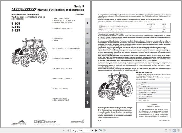 Landini Tractor 5 105 5 115 5 125 Operators Maintenance Manual 6646751A1 FR 1