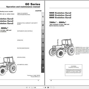 Landini Tractor 5865 to 8860s Operators Maintenance Manual 3681738M3 EN 1