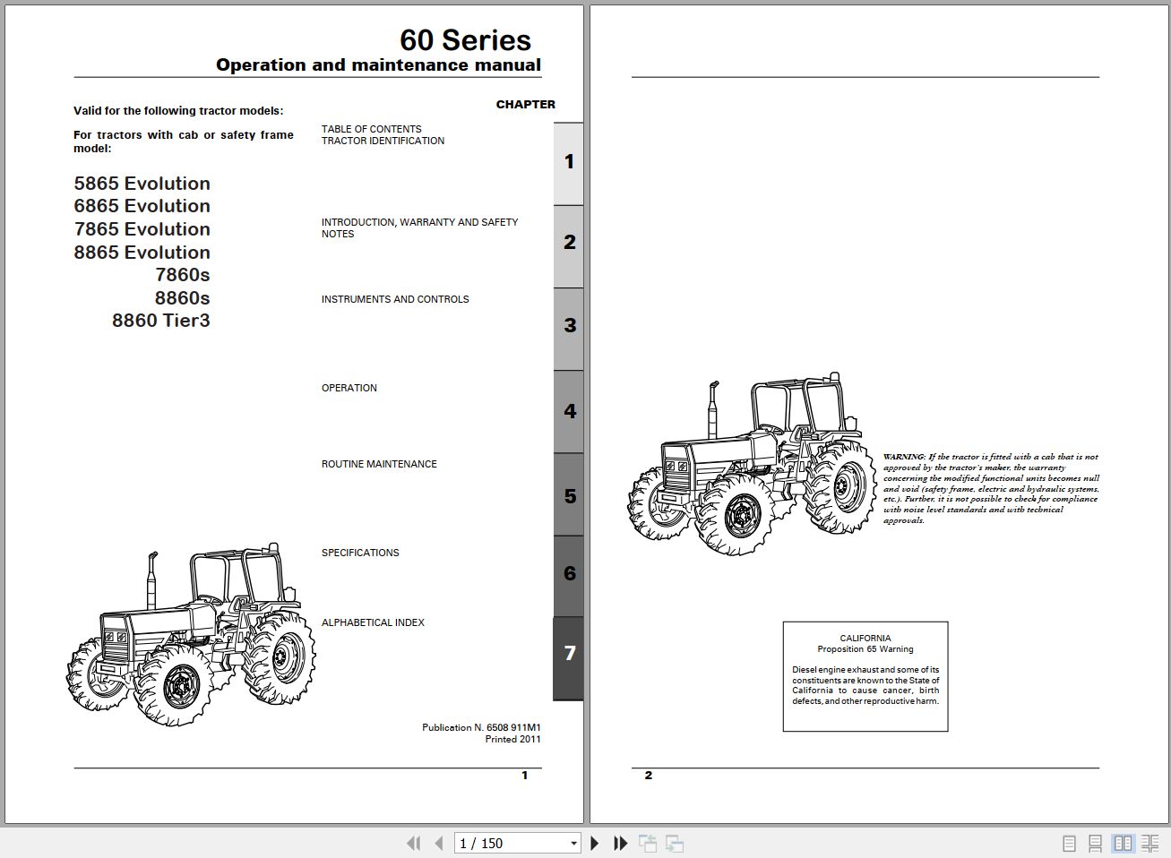 Landini Tractor 5865 to 8865 Operators Maintenance Manual 6508911M1 EN 1