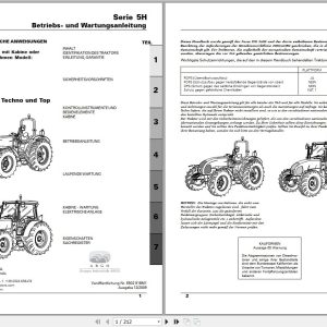 Landini Tractor 5H Series 5 080H to 5 110H Operators Maintenance Manual 6502918M1 DE 1