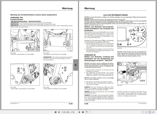 Landini Tractor 5H Series 5 090H to 5 115H Operators Maintenance Manual 6513092M2 DE 2