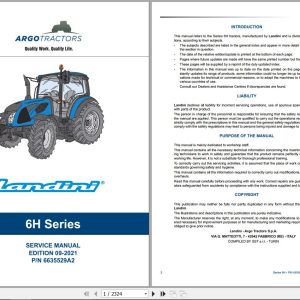 Landini Tractor 6 115H 6 125H 6 135H Service Manual 6635529A2 EN 1