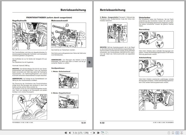 Landini Tractor 6 120C 6 130C 6 140C Operators Maintenance Manual 6525030M4 DE 2