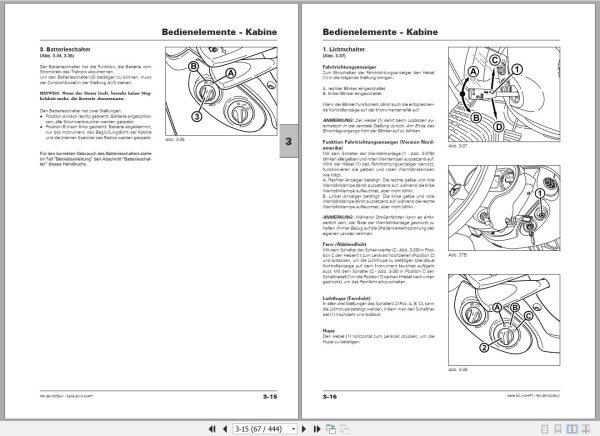 Landini Tractor 6 120C 6 130C 6 140C V SHIFT Operators Maintenance Manual 6610039A1 DE 2