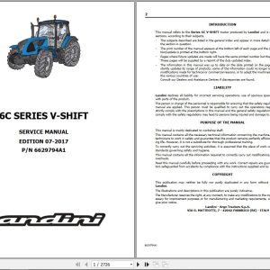 Landini Tractor 6 120C 6 130C 6 140C V SHIFT Service Manual 6629794A1 EN 1