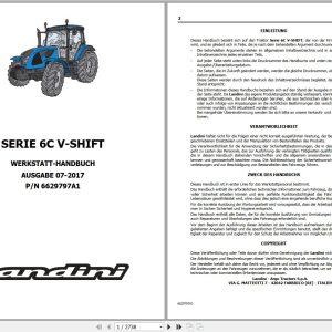 Landini Tractor 6 120C 6 130C 6 140C V SHIFT Service Manual 6629797A1 DE 1