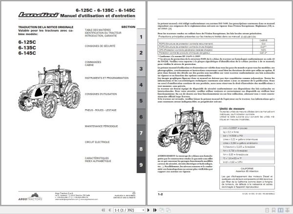 Landini Tractor 6 125C 6 135C 6 145C Operators Maintenance Manual 6618956A2 FR 1