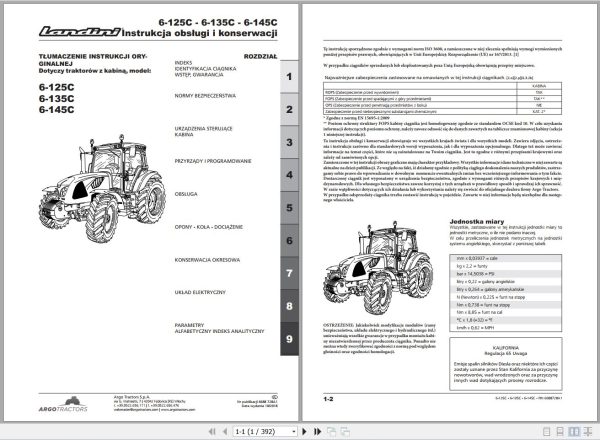 Landini Tractor 6 125C 6 135C 6 145C Operators Maintenance Manual 6688728A1 PL 1