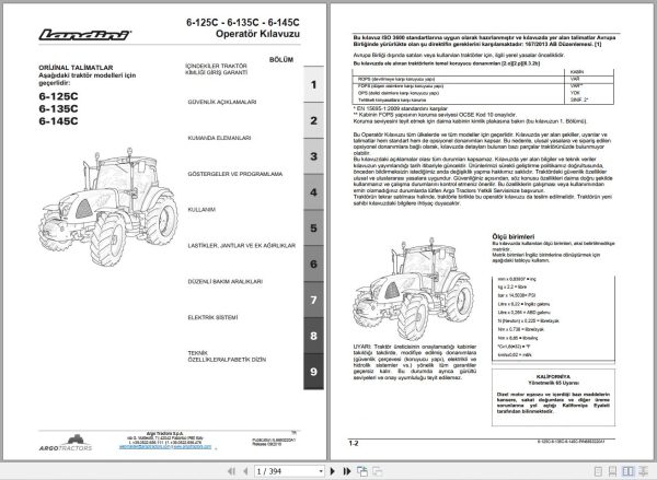 Landini Tractor 6 125C 6 135C 6 145C Operators Maintenance Manual 6693220A1 TR 1