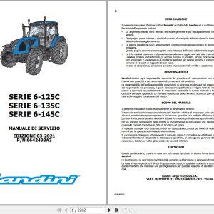 Landini Tractor 6 125C 6 135C 6 145C Service Manual 6642493A3 IT 1