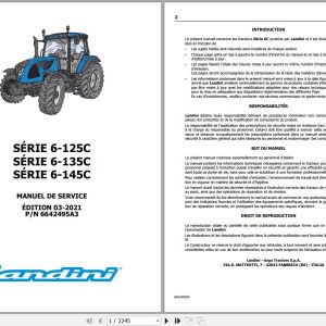 Landini Tractor 6 125C 6 135C 6 145C Service Manual 6642495A3 FR 1