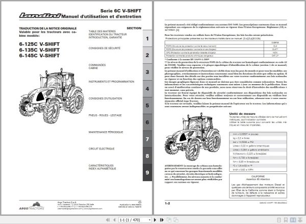 Landini Tractor 6 125C 6 135C 6 145C V SHIFT Operators Maintenance Manual 6642506A2 FR 1