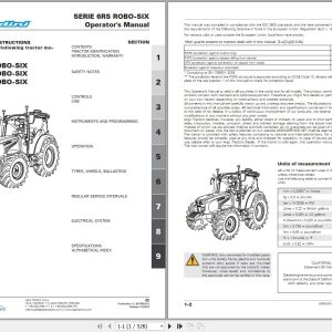 Landini Tractor 6 135 6 145 6 155 ROBO SIX Operators Maintenance Manual 6675563A2 EN 1