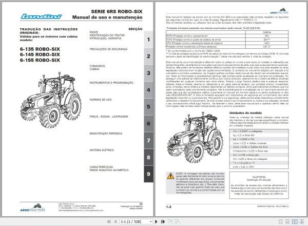 Landini Tractor 6 135 6 145 6 155 ROBO SIX Operators Maintenance Manual 6716967A2 PT 1