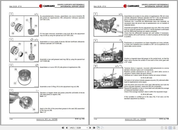 Landini Tractor 6 145 to 7 215 ROBO SHIFT ACTIVE Service Manual 6622105A1 DE 2