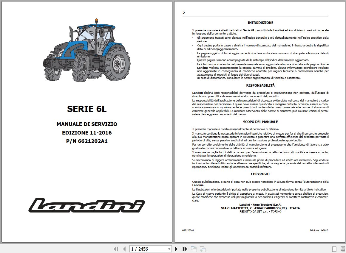 Landini Tractor 6 145L 6 160L 6 175L Service Manual 6621202A1 IT 1