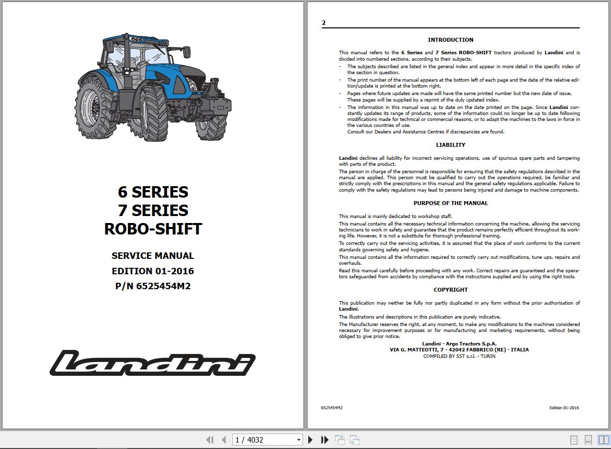 Landini Tractor 6 145L 6 160L 6 175L Service Manual 6621203A1 EN 1