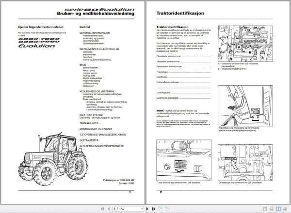 Landini Tractor 6880 9880 Evolution Operators Maintenance Manual 3539566M2 NO 1