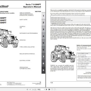 Landini Tractor 7 145 7 165 7 175 V SHIFT Operators Maintenance Manual 6629281A2 EN 1