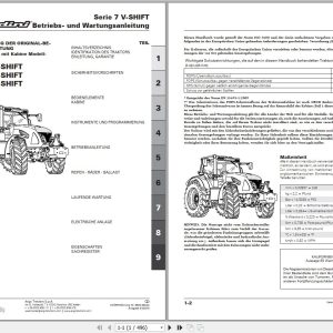 Landini Tractor 7 145 7 165 7 175 V SHIFT Operators Maintenance Manual 6629284A2 DE 1