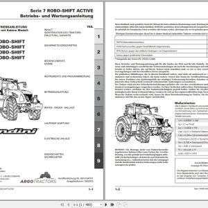 Landini Tractor 7 160 to 7 215 ROBO SHIFT Operators Maintenance Manual 6614647A1 DE 1