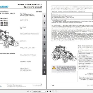 Landini Tractor 7 165 to 7 180 ROBO SIX Operators Maintenance Manual 6691060A1 EN 1